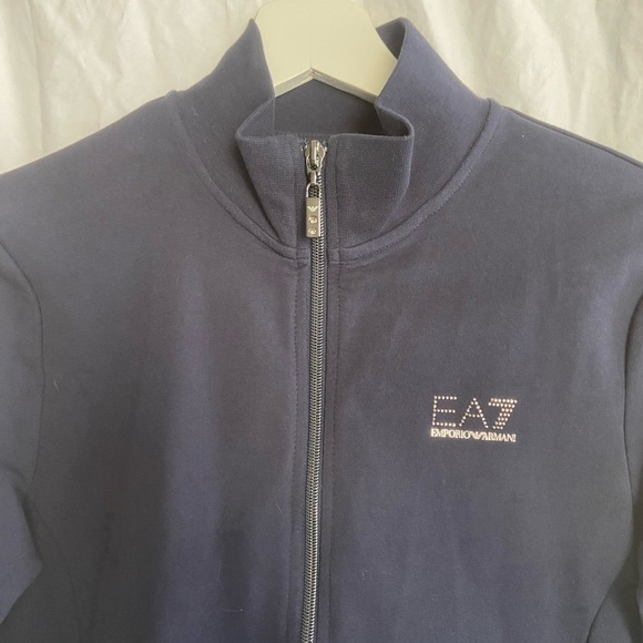 Emporio Armani EA7 Sweatshirt Hoodie Man Blue Size Medium - Picture 12 of 16
